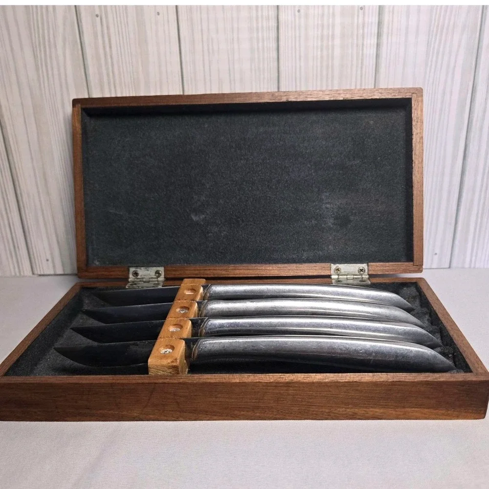 Murphy Blades Handmade Steak Knife Set of 4 Stainless Steel with Walnut Wood Box